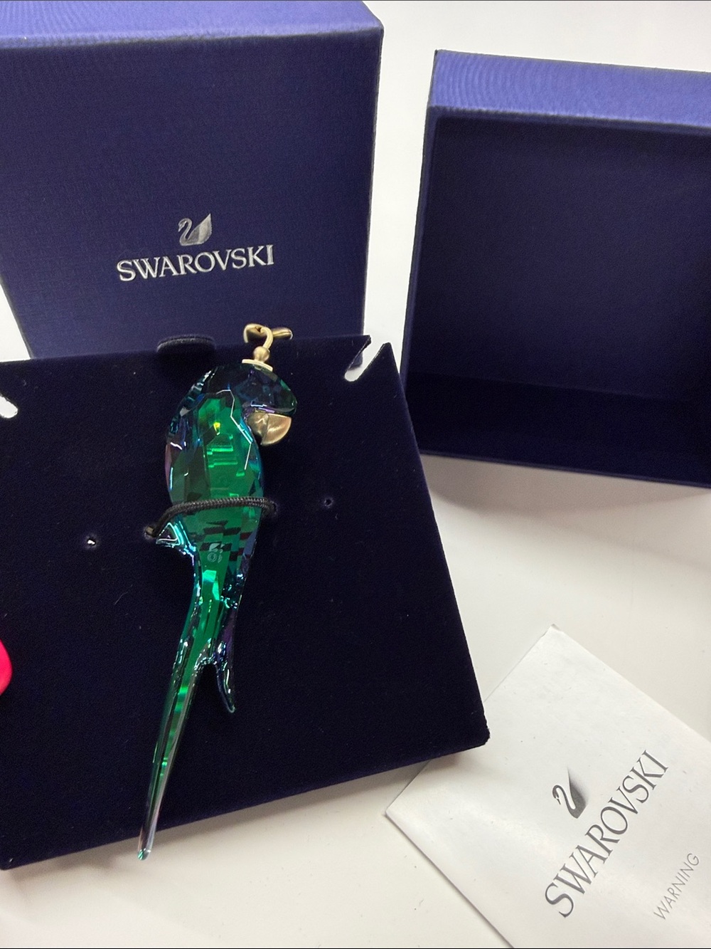 Swarovski Green and Gold Crystal Parrot Ornament NEW